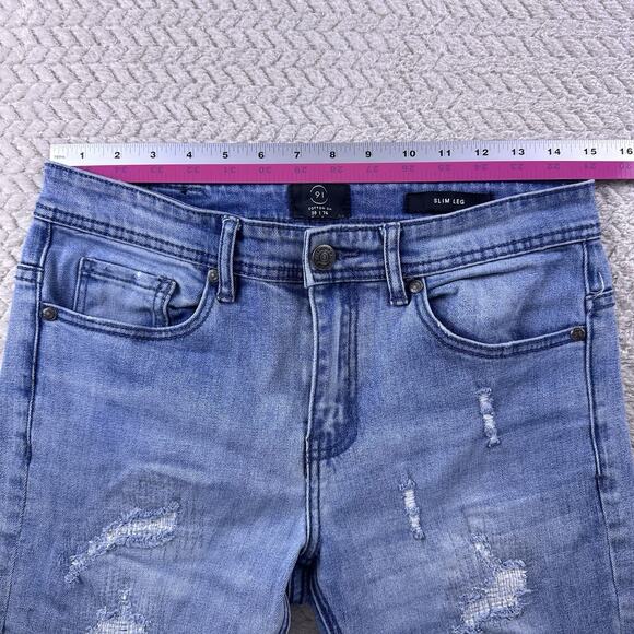 91 Cotton On Crop Slim Leg‎ Jeans Womens 30 Mid Rise Distressed Stretch Denim - Picture 8 of 16